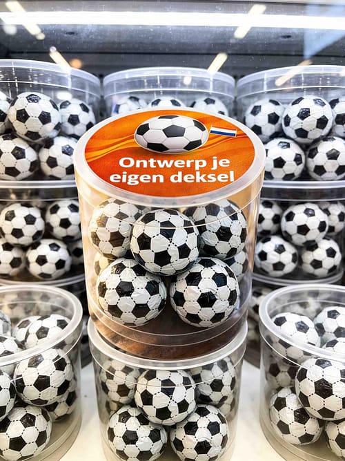 Minikoker chocolade voetballen en gepersonaliseerde deksel
