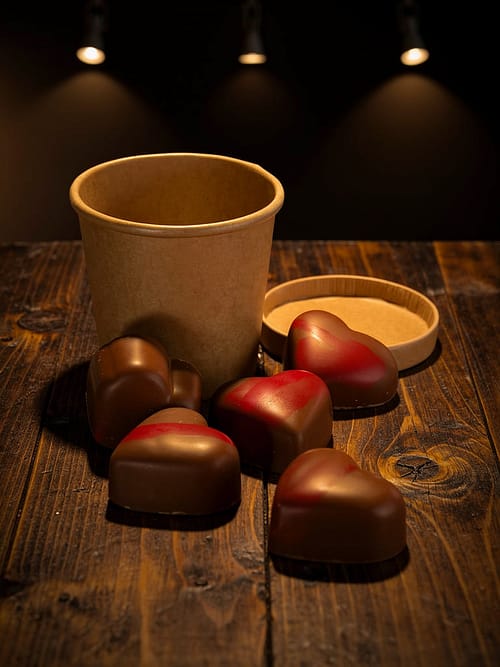 Harten bonbons in mini beker