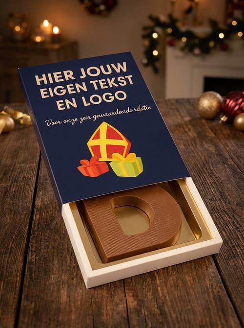 Chocoladeletter met schuifhuls