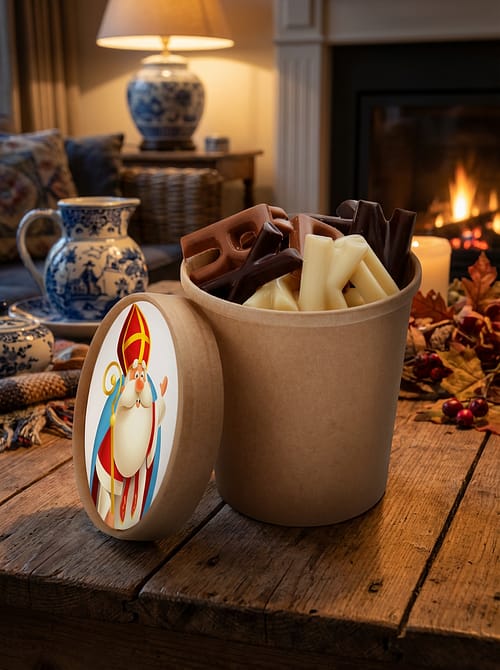 Beker met mini chocoladeletters