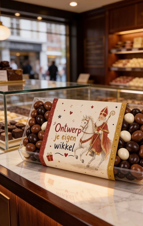 Chocolade pepernoten in gepersonaliseerd doosje