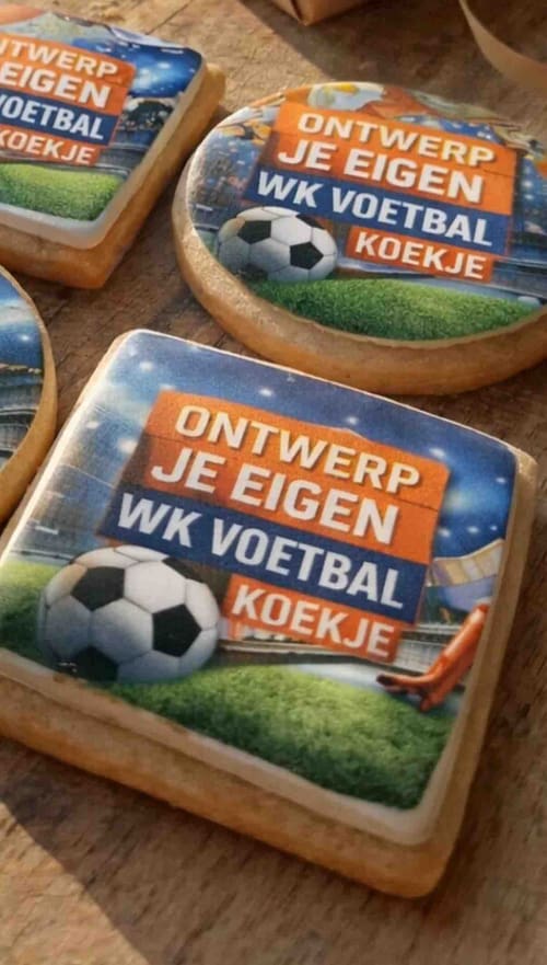 Gepersonaliseerde WK Voetbal koekjes met je eigen foto of logo